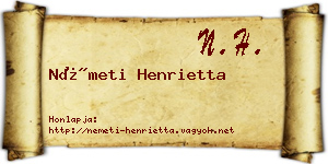 Németi Henrietta névjegykártya